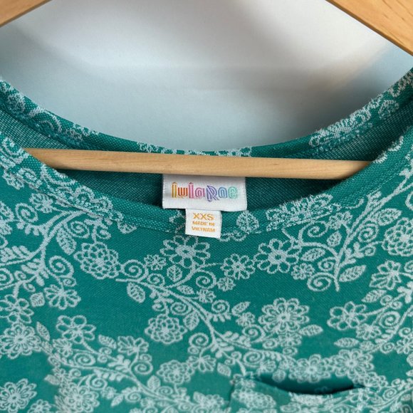 LulaRoe Carly Dress Teal Floral Size XXS - Picture 2 of 3